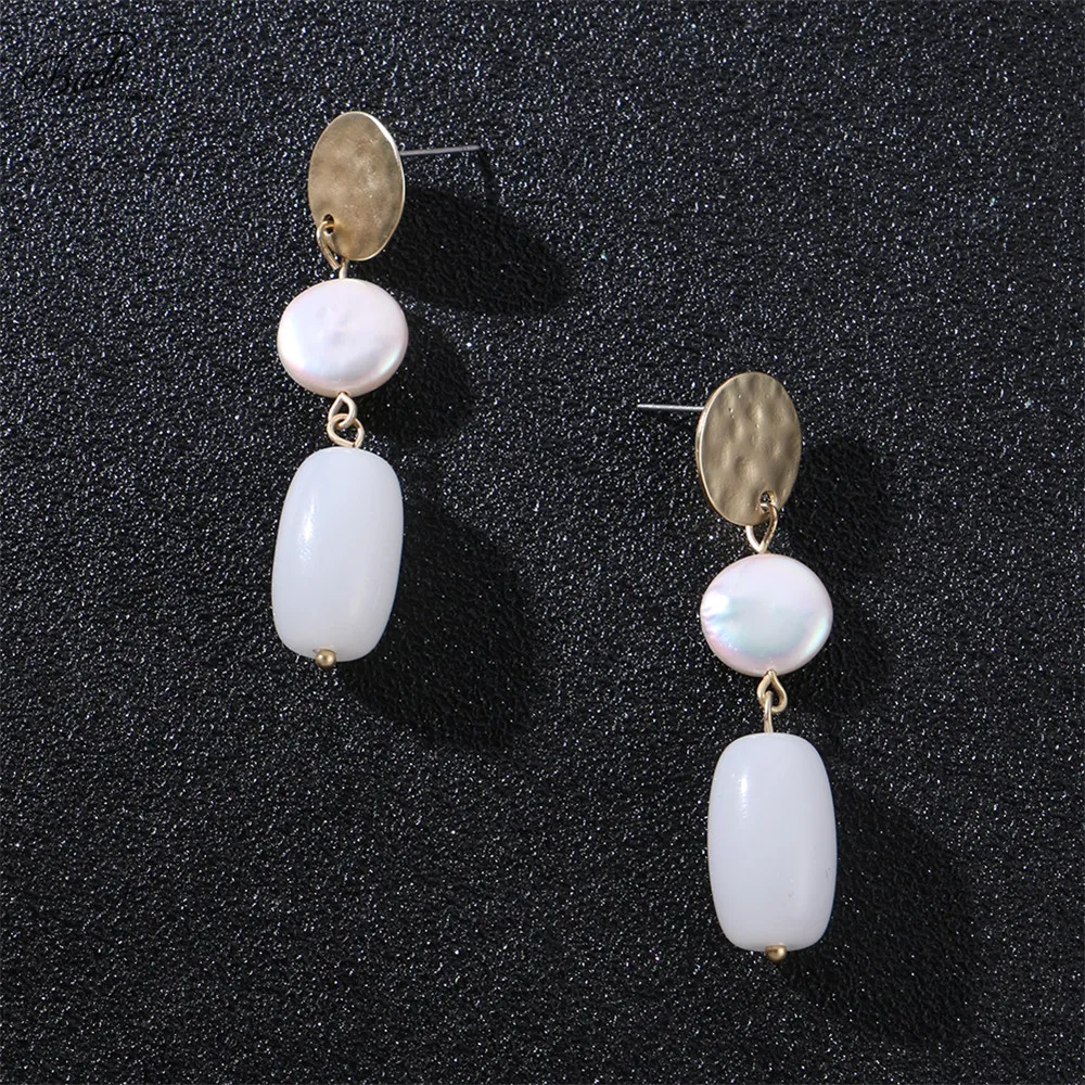 Серьги Badu с белым опаловым камнем длинные серьги-подвески натуральным