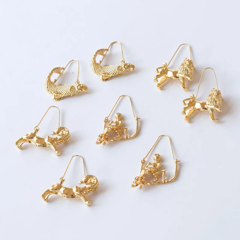 Новый дизайн 12 созвездия зодиака знак бык голова Лев|Серьги-подвески| |