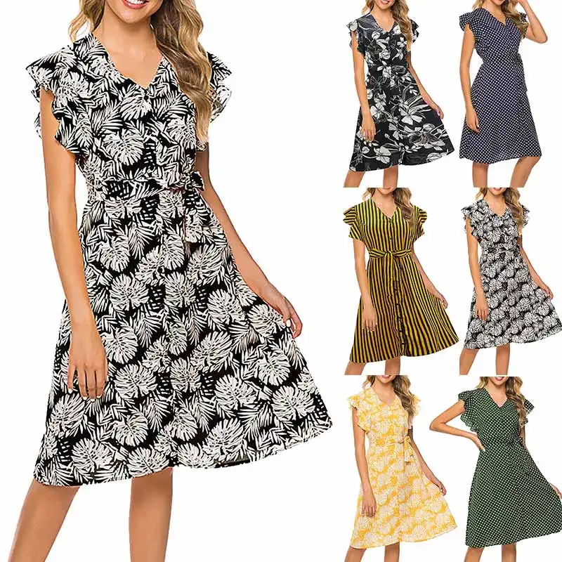 Женское платье с цветочным принтом в горошек офисное миди 80 s винтажное милое v