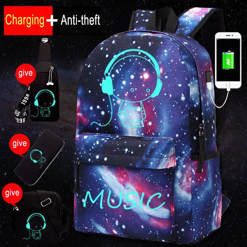 Новые светящиеся школьные сумки для мальчика звездное небо студенческий рюкзак