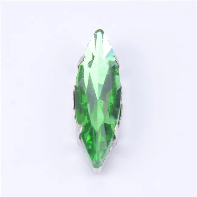 peridot 50 шт./лот, 10x35 мм, стразы в форме маркизы, стеклянные кристаллы с металлическими когтями, для шитья платья, высокое качество - Цвет: peridot