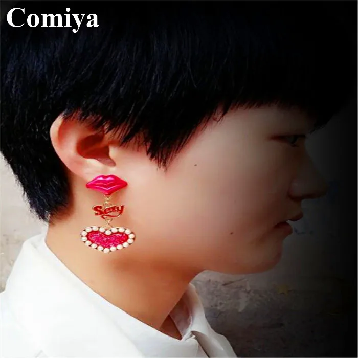 Оптовая красный цвет сексуальные губы очарование женщины мотаться серьги