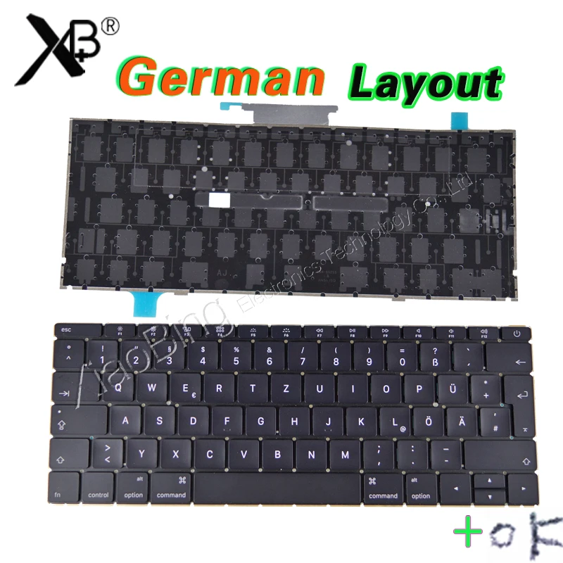 Новый ноутбук A1534 немецкая клавиатура GR подсветка с подсветкой + винты для Macbook 12