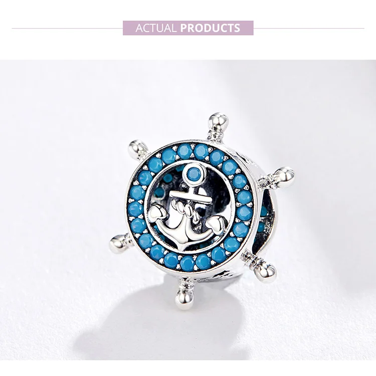 Браслет Pandora,, 925 пробы, серебро, синий, кубический цирконий, веревка, корабль, бусины, S925, военный корабль, подвески, сделай сам, ювелирное изделие