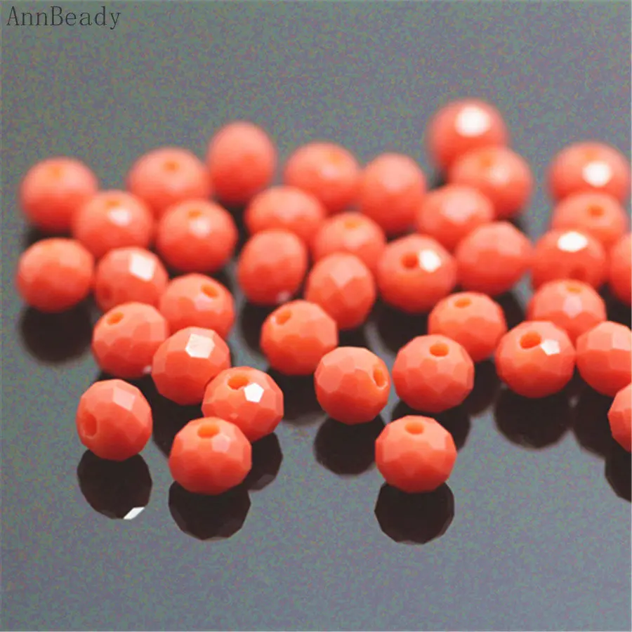 jade Coral red AnnBeady, одноцветные коралловые Красные Бусины 3*4 мм, 145 шт, австрийские граненые Хрустальные стеклянные бусины, бусины для изготовления ювелирных изделий - Цвет: jade Coral red
