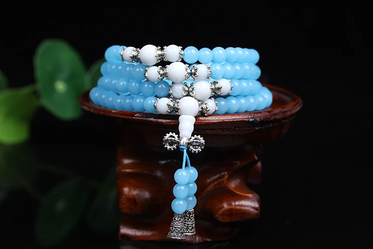 Новая мода 6 мм красные бусины из халцедона Тибетские буддийские 108 молитвенные