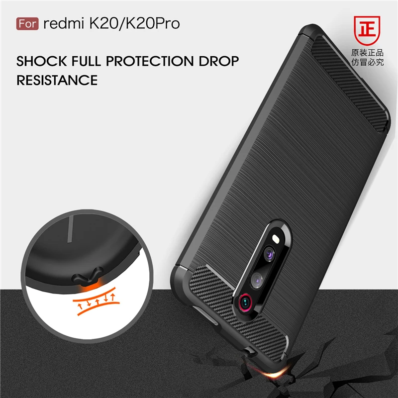 Чехол для Xiaomi Redmi K20 чехол Pro противоударный силиконовый бампер из углеродного