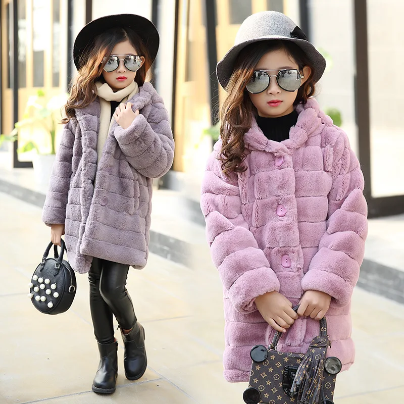Girls Winter Coats 2019 Baby Hooded outerwear Thick Fluff Warm Coat Children Clothes Kids Velvet Outerwear | Детская одежда и