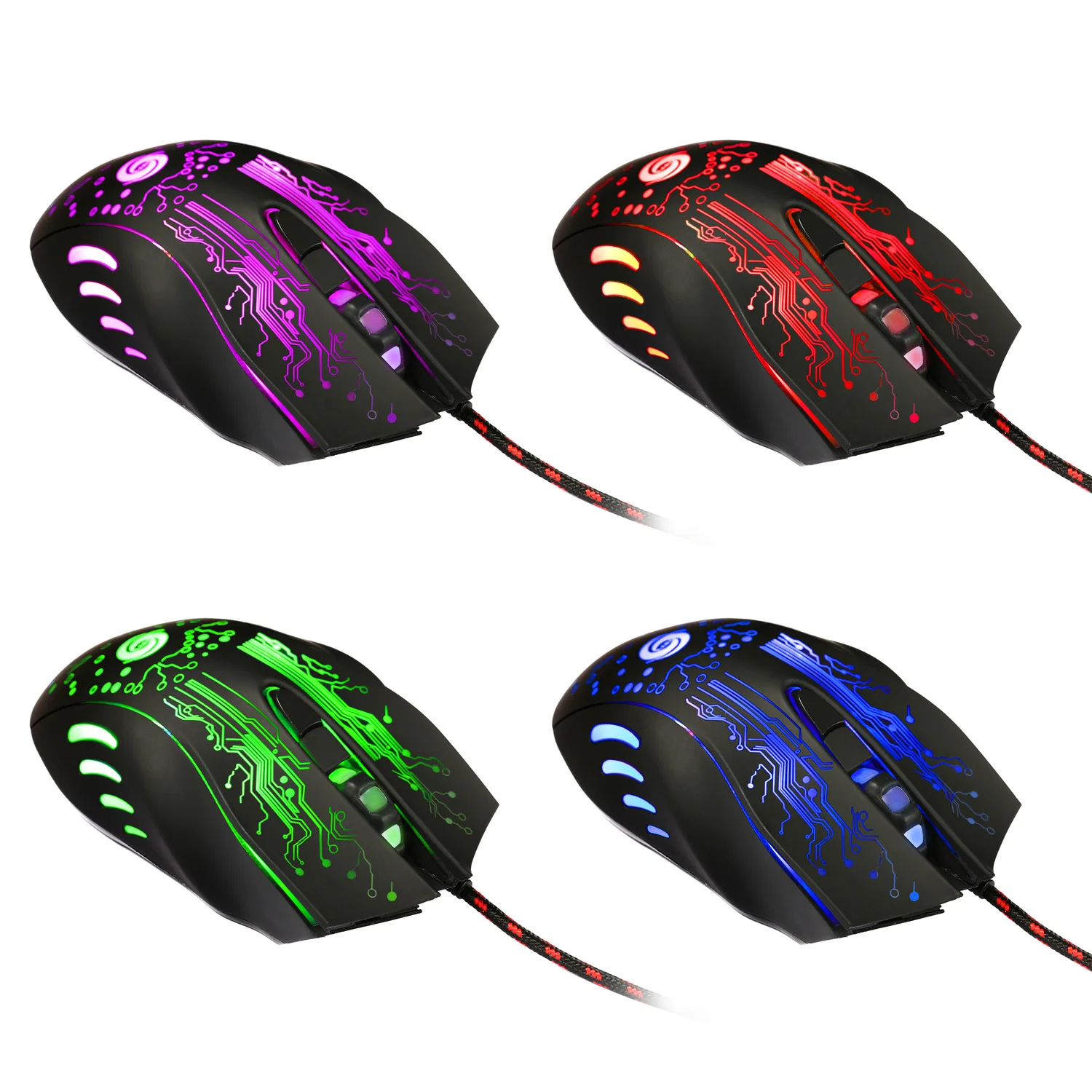 Игровой Мышь Регулируемая 1200/1600/2400/3200/5500 Точек на дюйм USB Проводная оптико-электронный мыши 6 кнопок красочные свечение для портативных ПК в офисе