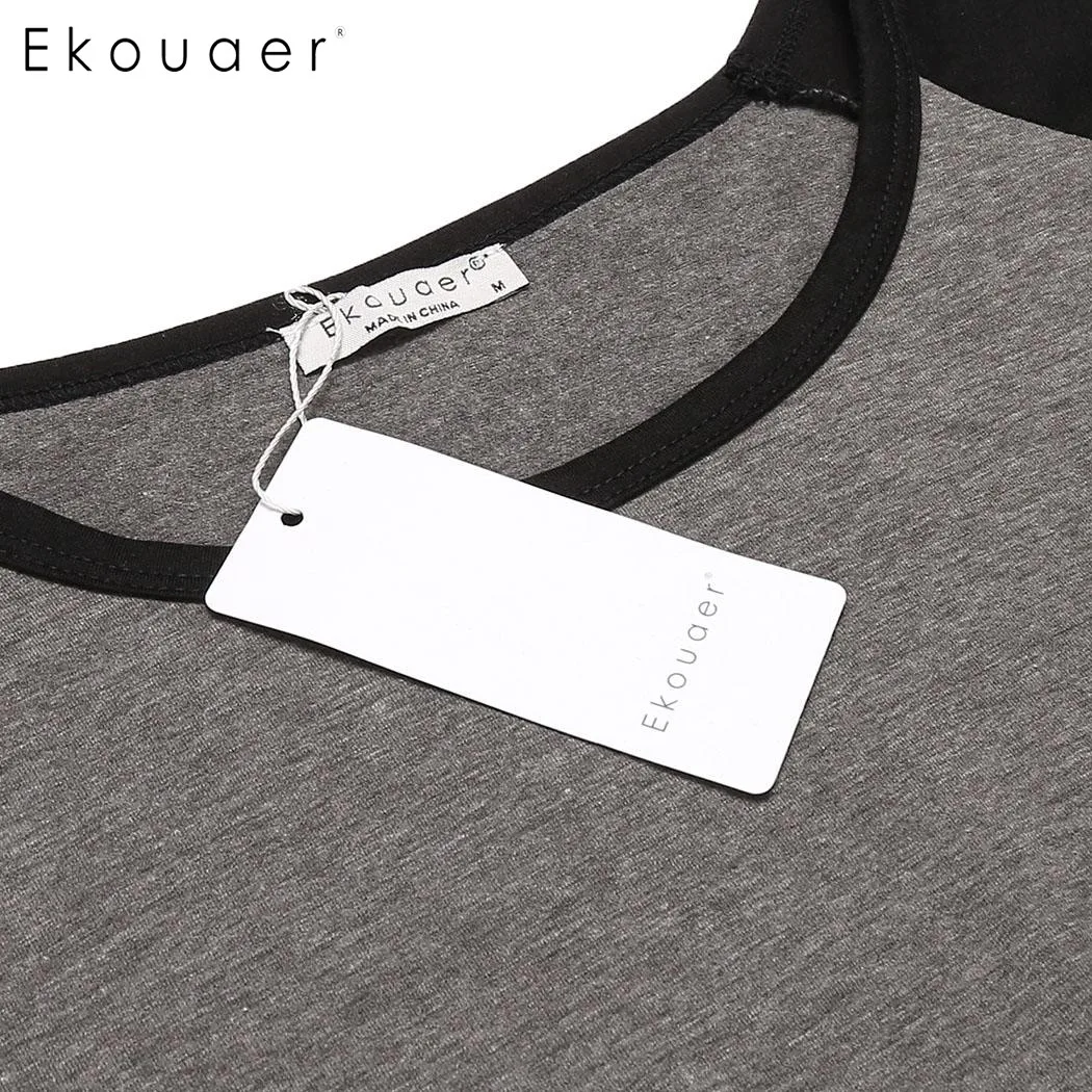 Ekouaer мужской пижамный комплект ночная рубашка с коротким рукавом топы эластичной