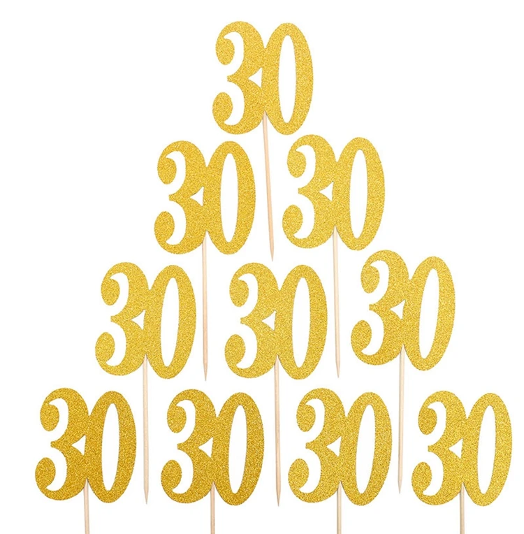 30th 40th 50th 60th день рождения 10 шт. кекс Decorations День Рождения украшения для взрослых мужчин женщин фото Стенд аксессуары 80s 90s