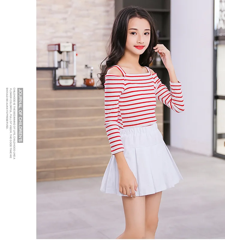 Big Girls' Red and White Cotton Pleated Skirt for School, Ages 4-14, Perfect for Summer and Autumn image 4