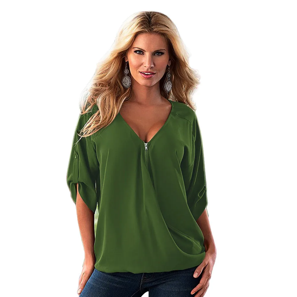 SIF Womens Loose Summer Sexy V Neck Shirts Tops Blouse Tee APR 26 |