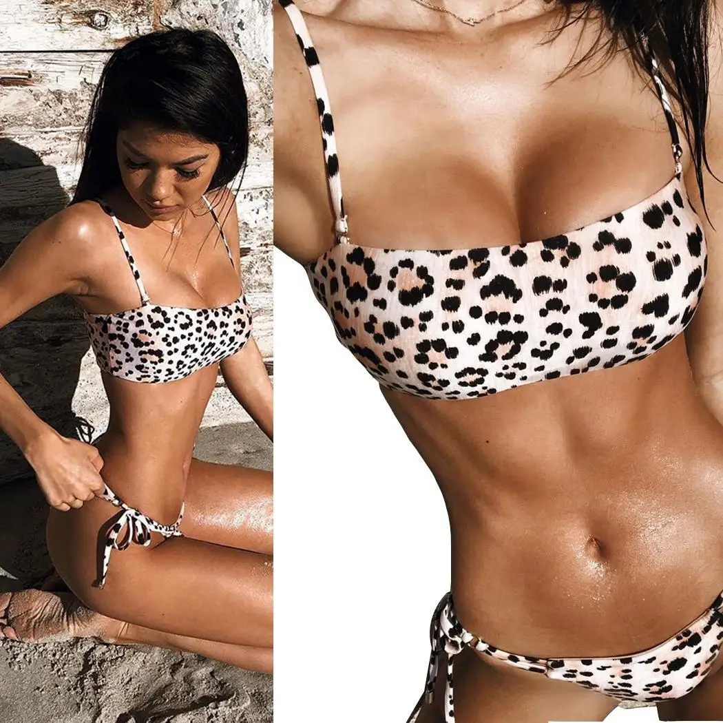 Women Fashion Leopard Beachwear Print Bikini Casual Beach Vacation Swimming Split Swimsuit All seasons |