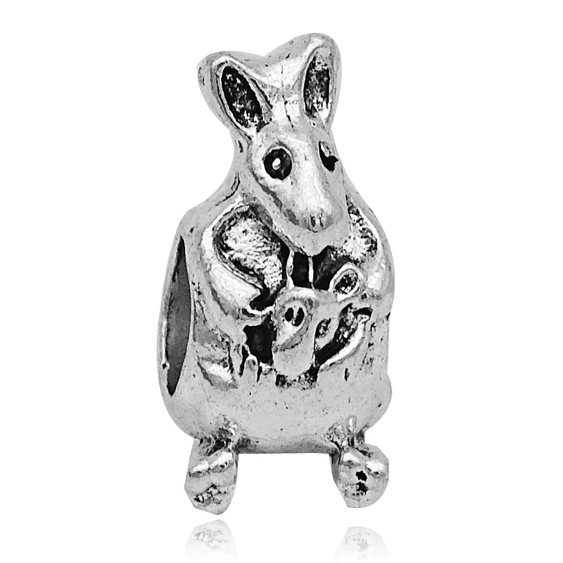 kangaroo Европейский Серебряный браслет в виде единорога Микки Минни Дональда Дака из бисера, очаровательный браслет Pandora, ювелирные изделия для женщин - Цвет: kangaroo