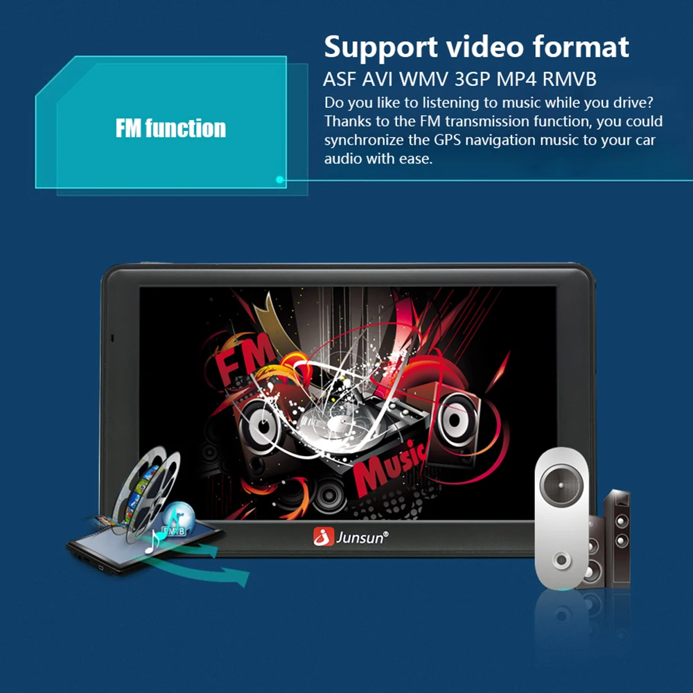 Junsun 7 дюймов HD Android автомобилей GPS навигации WI FI quad core грузовик Навигатор