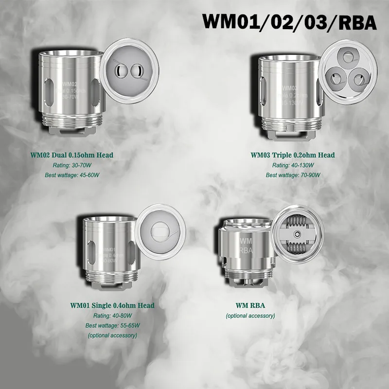 5 шт. одна катушка Wismec WM01 0 4 Ом двойная WM02 15 тройная головка WM03 2 WM RBA для бака Reuleaux RX