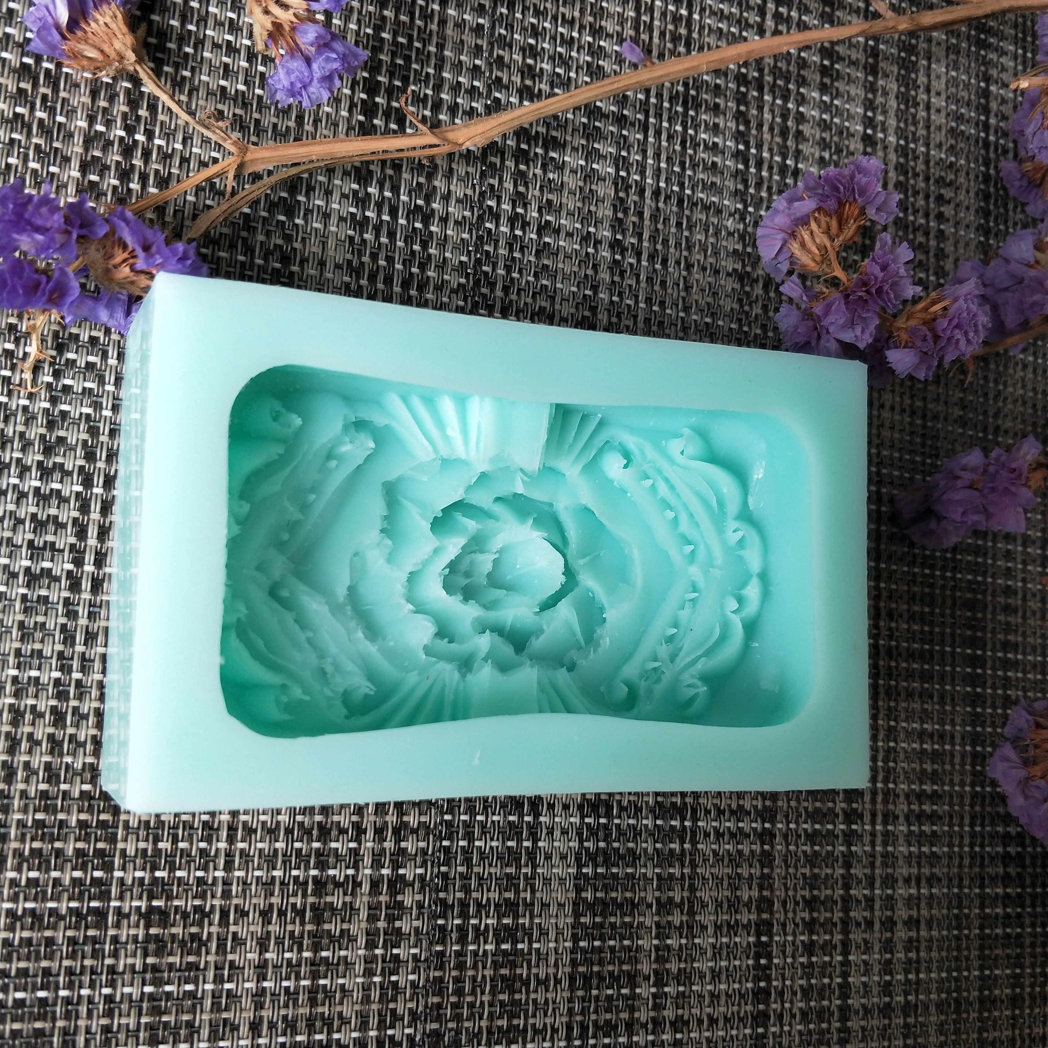 PRZY прямоугольная резная силиконовая форма для мыла Цветочная ручной работы