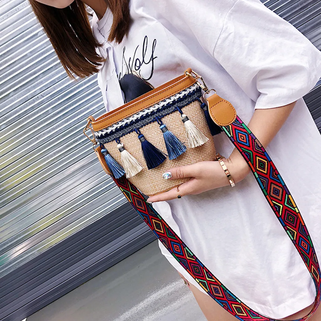 Сумка мессенджер Женская в этническом стиле винтажная пляжная соломенная