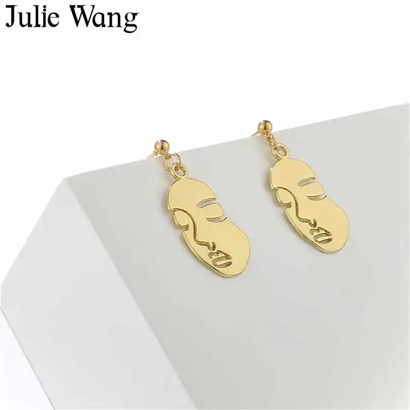 Julie Wang 1 пара богемные Золотые женские серьги гвоздики для лица абстрактное