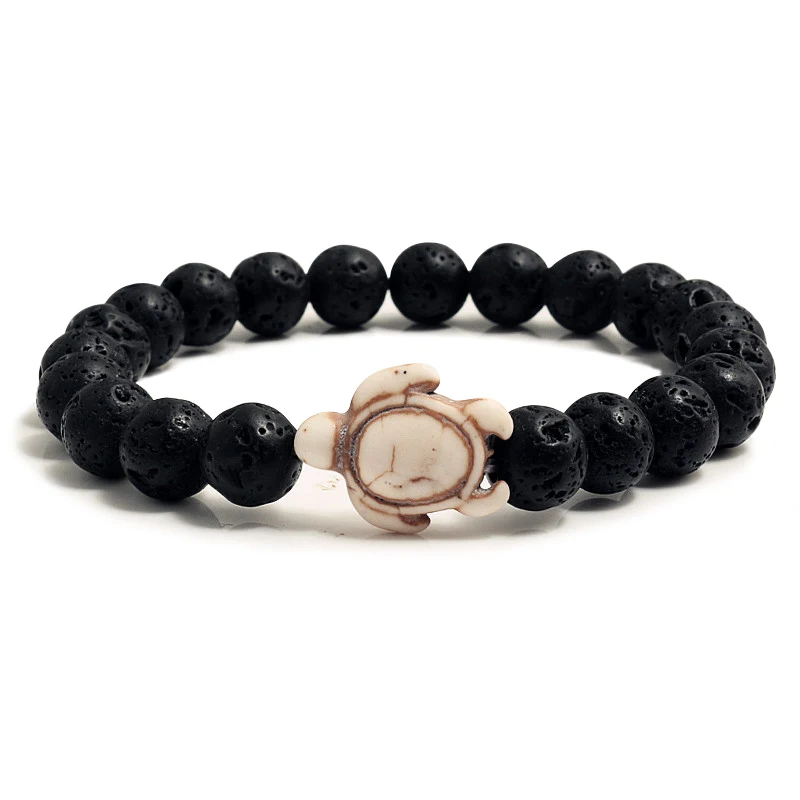 Браслет из натурального вулканического камня 8 мм|Плетеные браслеты| |