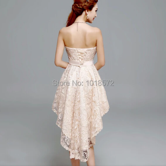 2017 элегантные кружевные вечерние платья с бантом милое короткое спереди длинное