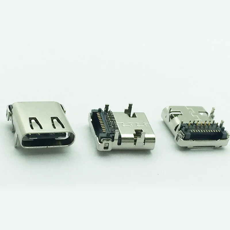 10 шт./лот USB 3,1 Тип-C 24 Pin муфтовый стыковочный переводник SMD штепсельный DIP разъем для печатных плат для PCB дизайна DIY высокий ток для быстрой зарядки