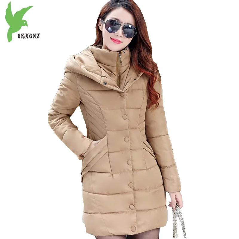 Зимние женские хлопковые куртки новые модные теплые пальто с капюшоном