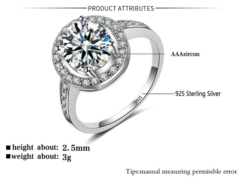 YINHED 100% Настоящее серебро 925 пробы кольца для женщин подарок роскошная Мода AAA