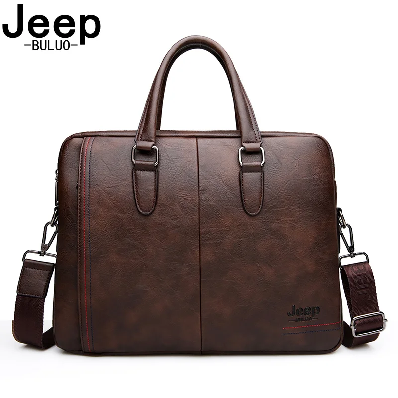 Мужская сумка-портфель jeep buluo, оранжевая сумка для документов, из спилковой кожи, портфель с плечевым ремнем, сумка для ноутбука 13", офисная сумка, все сезоны