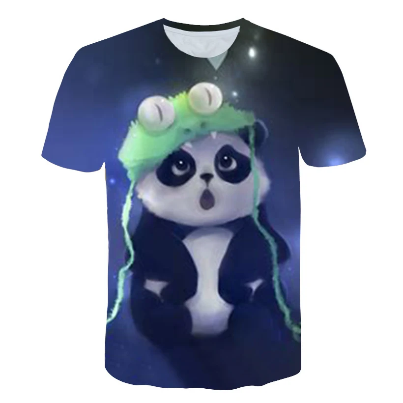 picture color Harajuku Galaxy Wrestling Panda Comedy футболка с коротким рукавом 3D классная футболка мужская женская Милая летняя модная забавная футболка - Цвет: picture color