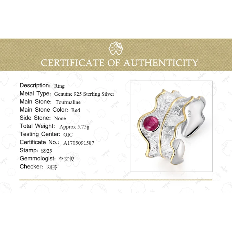 Lotus Fun Moment реального 925 пробы серебро Природный турмалиновый камень оригинальный