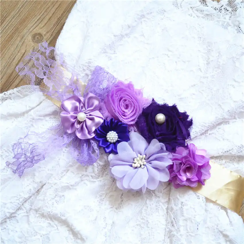 QYFLYXUEHandmade Мозаика Цветок пояс невеста беременная женщина цветок девушка платье