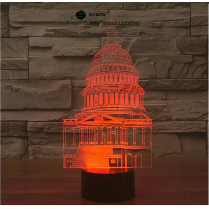 Белый дом сенсорный выключатель LED 3D визуальную иллюзию 7 видов цветов Изменение 5