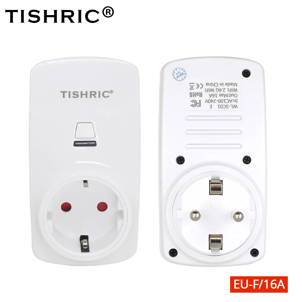 TISHRIC T30 Смарт Wi-Fi Разъем EU/AU/FR/UK/US Евро адаптер 16A 220 В пульт дистанционного управления с Google Home Alexa IFTTT умная/wifi розетка - Цвет: EU-F Plug