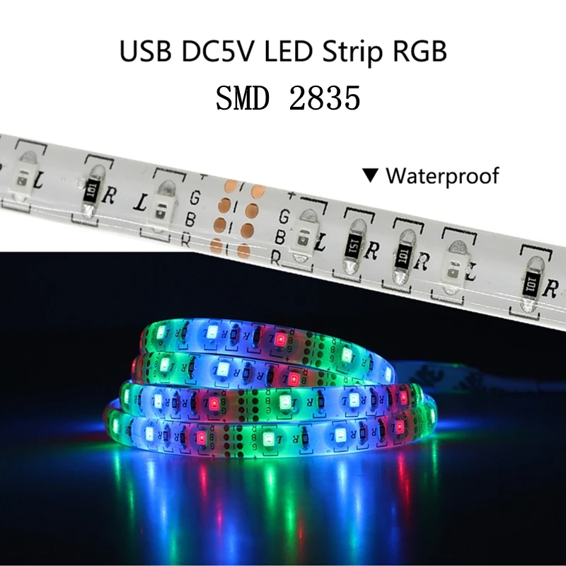 Светодиодная лента гибкая светящаяся 2835SMD для подсветки ТВ 5 В пост. тока 1/2/3/4/5 м |