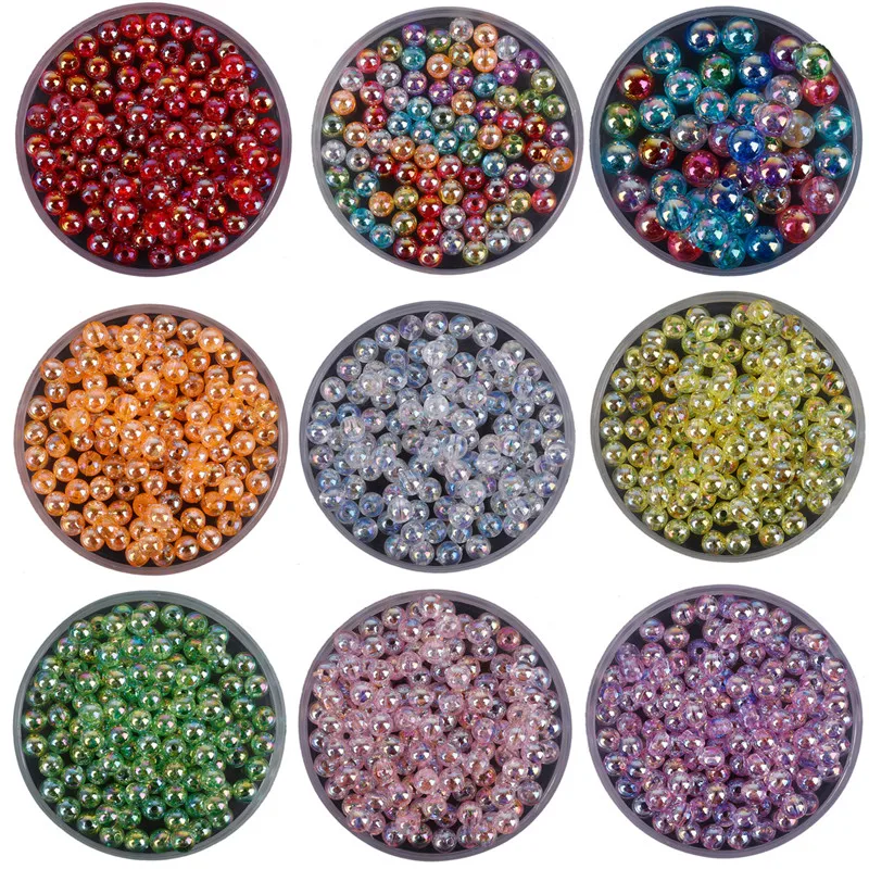 8 мм около 50 шт AB цветные круглые акриловые бусины свободные для ожерелья