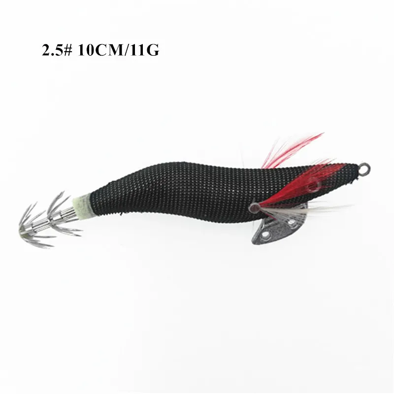 1 шт. Pesca искусственная креветка-кальмар джиг приманка 10 см 13,5 см 2,5#3,5# крючки с блесной в виде кальмара белый светящийся осьминог, Каракатица креветка приманка - Цвет: 2.5 Black