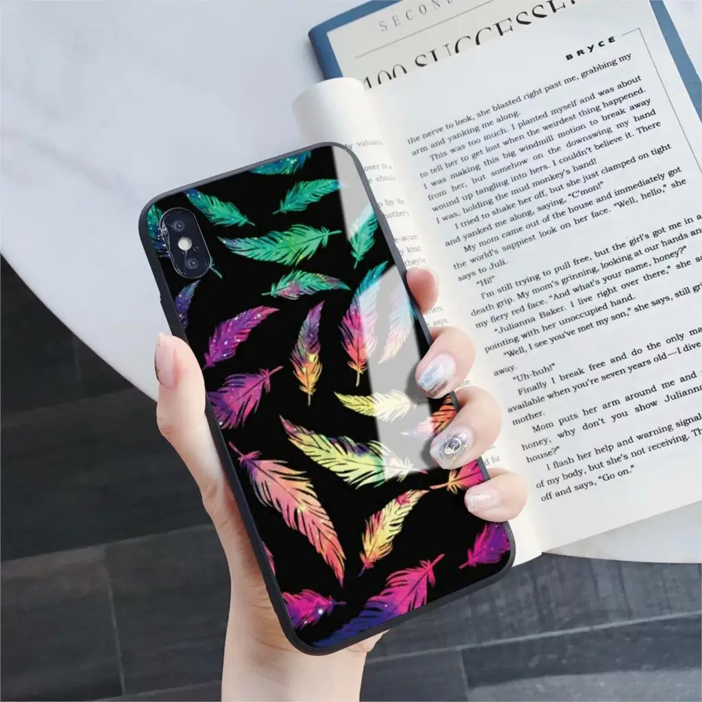174 Акварельный чехол из закаленного стекла для телефона для iphone 5, 6, 7, 8, 6s, разноцветный цветок, 6s plus, 7 plus, 8 plus, x, xr, xs, xsmax - Цвет: 174