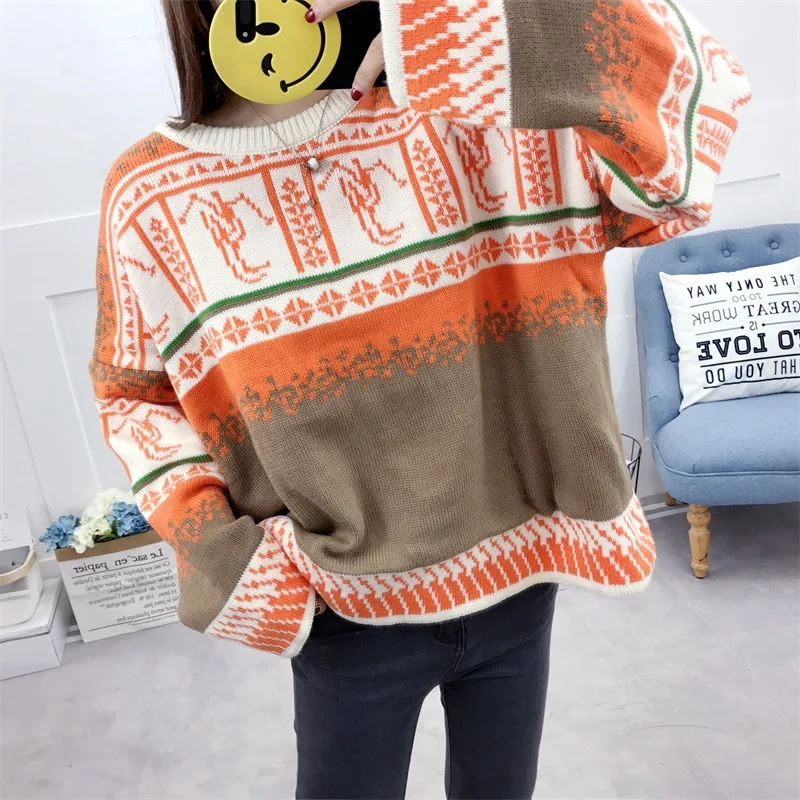 New Style Big Size Korean Sweater O Neck Bottom Knitted Pullover Office Lady Winter Tops for Women | Женская одежда