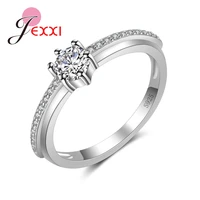 925 sterling silver exquisite bijoux fashion round wedding engagement ring made with cubic zirconia jewelry