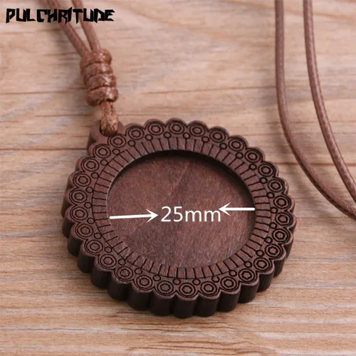 8D136925mm PULCHRITUDE 2 шт. 25/30 мм, длинна по стельке дерево кабошоны принадлежности пустой камея Подвеска База лотки с кожаной шнура для изготовления ювелирных изделий - Цвет: 8D136925mm