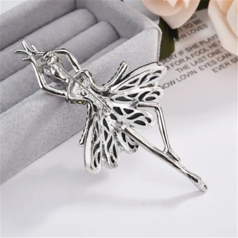 WKOUD Dance girls Swan Lake Factory Direct Sale Ballet Angel Dancing Girl Shinning Crystal Glass Brooches for Women | Украшения и