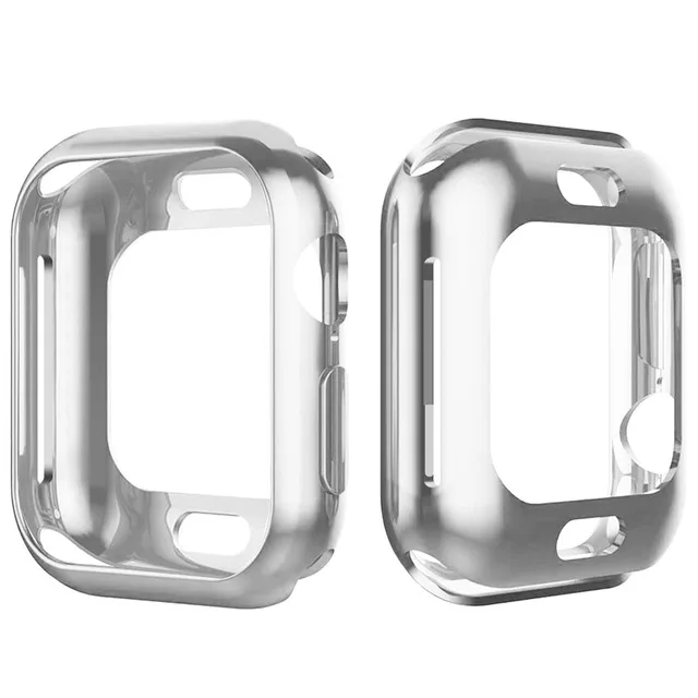 Тонкий чехол на 360 градусов для Apple Watch 4, 44 мм, 40 мм, чехол из мягкого прозрачного ТПУ для защиты экрана iWatch 4 серии, защитный чехол - Цвет: SILVER