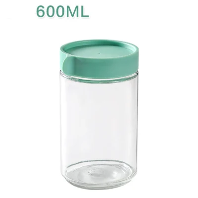 600ml Green Штабелируемая прозрачная стеклянная герметичная банка простая кухня Мед Конфеты Бутылка для банок с крышкой дома кофейные зерна чай уплотнение банки для хранения - Цвет: 600ml Green