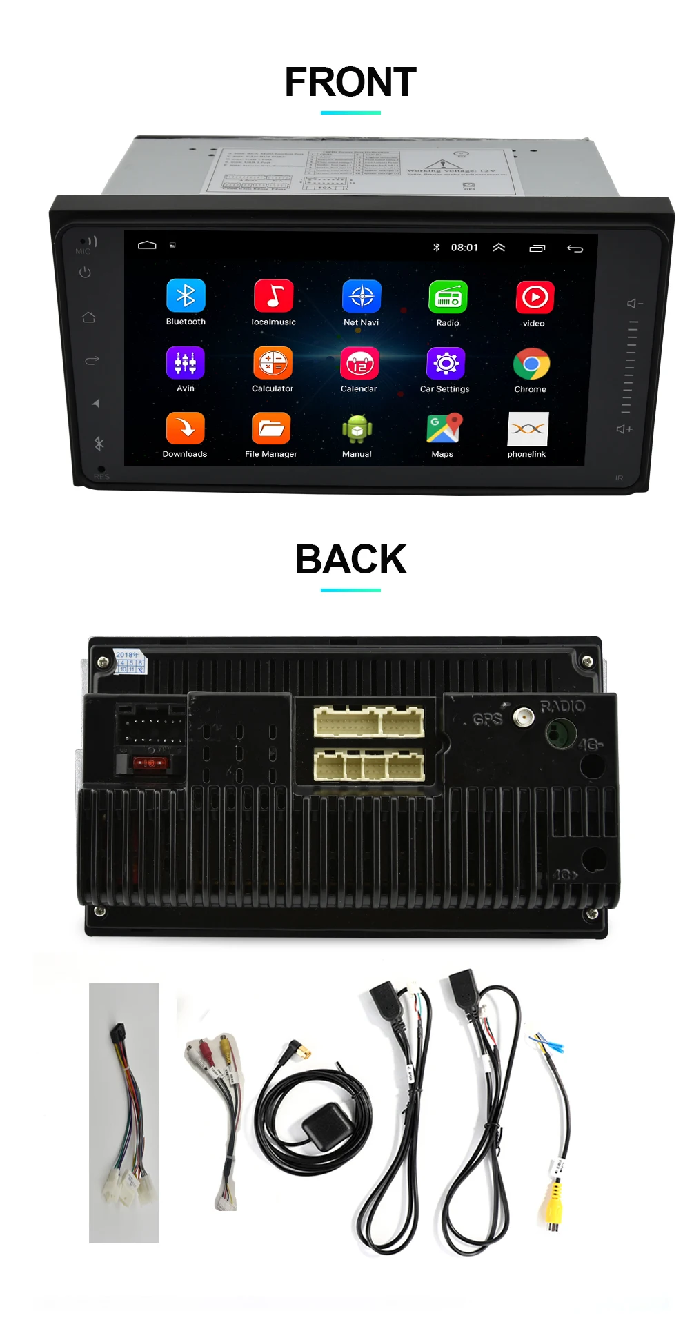 Navivox " Android 8,1 4 ядра 2Din автомобильный медиаплеер для Corolla E120 Toyota RAV4 Hilux Fortuner Innova Prado без DVD