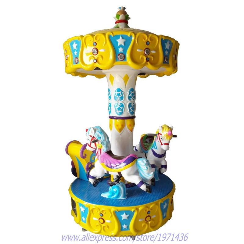 3 места вращения аттракционов для детей Merry Go круглые карусели лошадь игровой