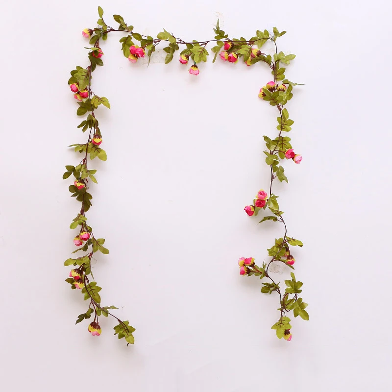 rose 220 см/86 дюймов Шелковая Роза украшение для свадьбы украшения плюща лоза Искусственные цветы Арка Декор с зелеными листьями подвесная настенная гирлянда мини бутоны - Цвет: rose