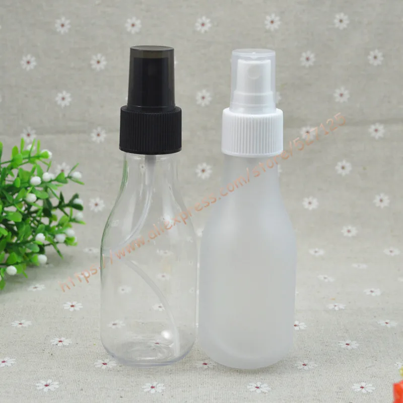 100 мл прозрачная/прозрачная матовая ПЭТ бутылка в форме груши с белым/черным