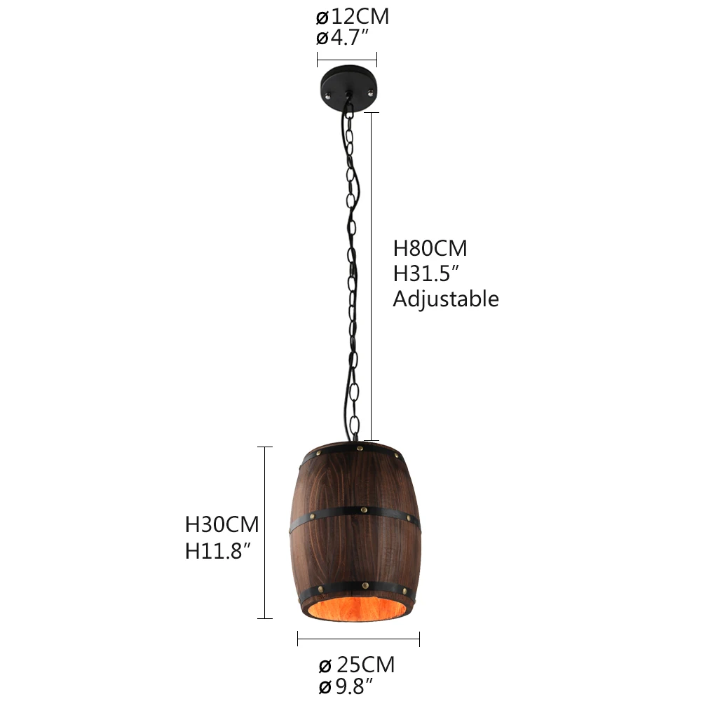 D25cm H30cm S Американский кантри природа деревянный винный бочонок подвесной светильник E27 современные подвесные светильники для столовой гостиной ресторана кафе - Цвет корпуса: D25cm H30cm S